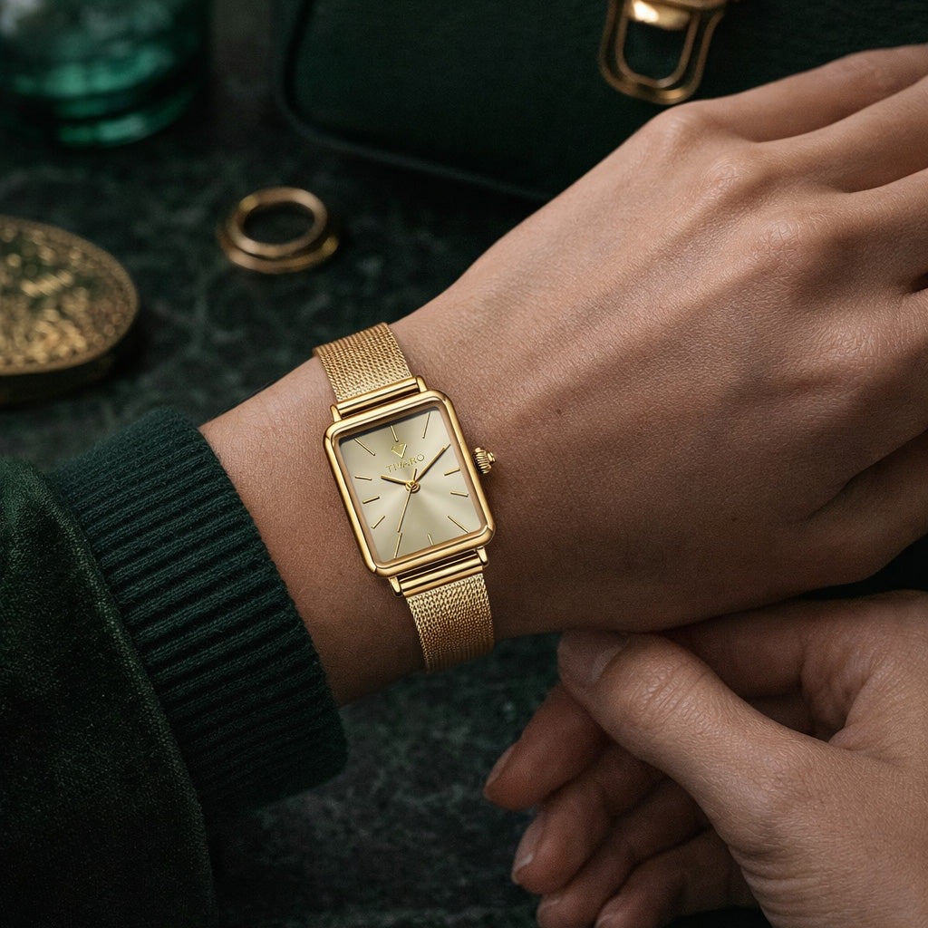 Tivaro horloge Elegance Square Gold